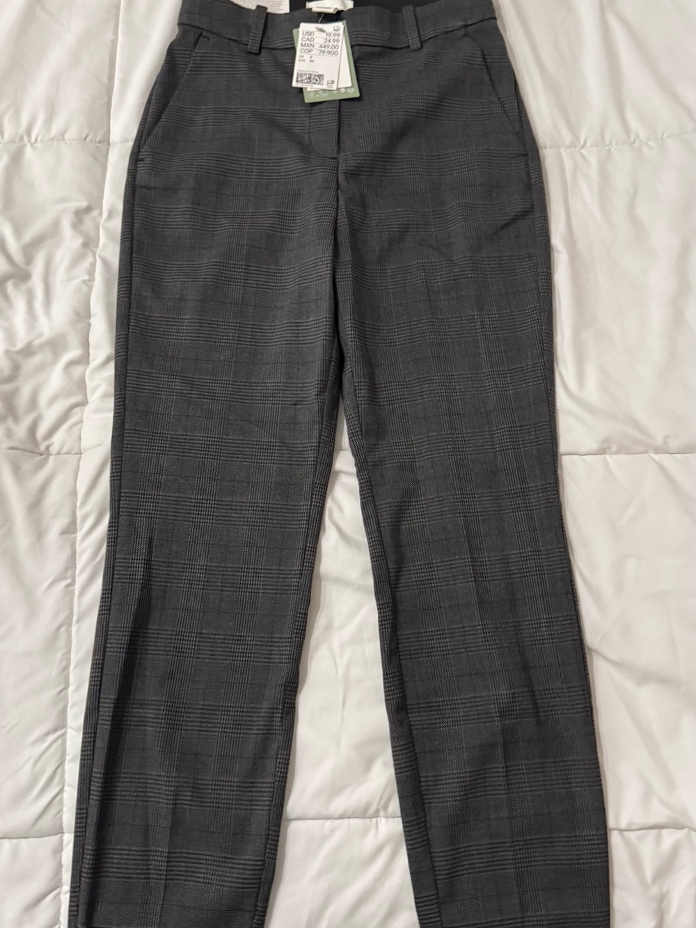 H&M Dark Gray Glen Plaid Dress Pants
